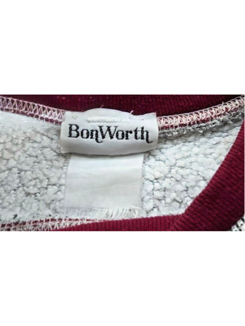 Vntg 90s BonWorth Apple Embroidered Sweatshirt Women XL Gray Cottagecore Grandma - Picture 4 of 6